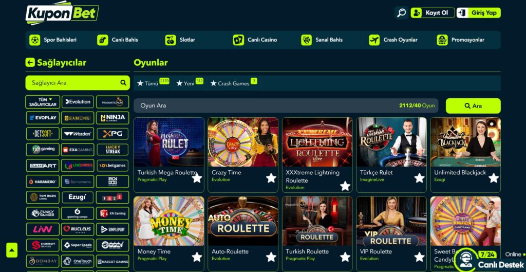kuponbet canlı casino